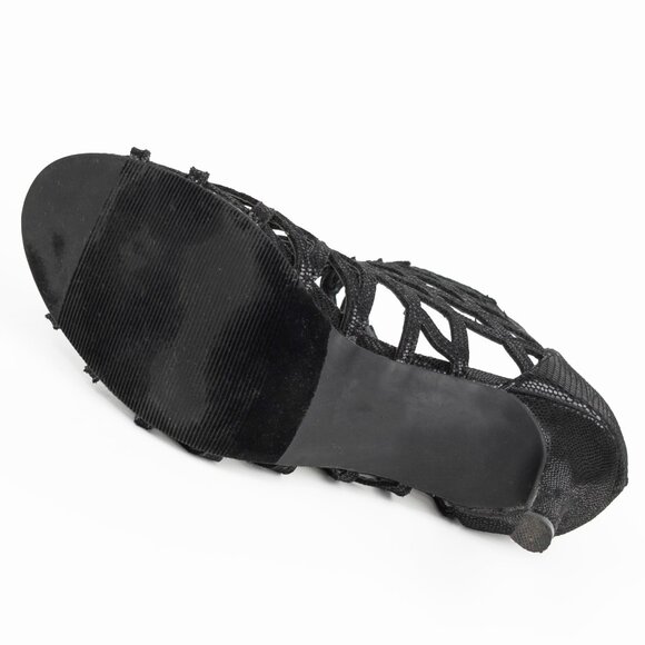 a.n.a Caroline Black Lattice Design Peep Toe High Heel Sandals Black 6.5 - Picture 8 of 14